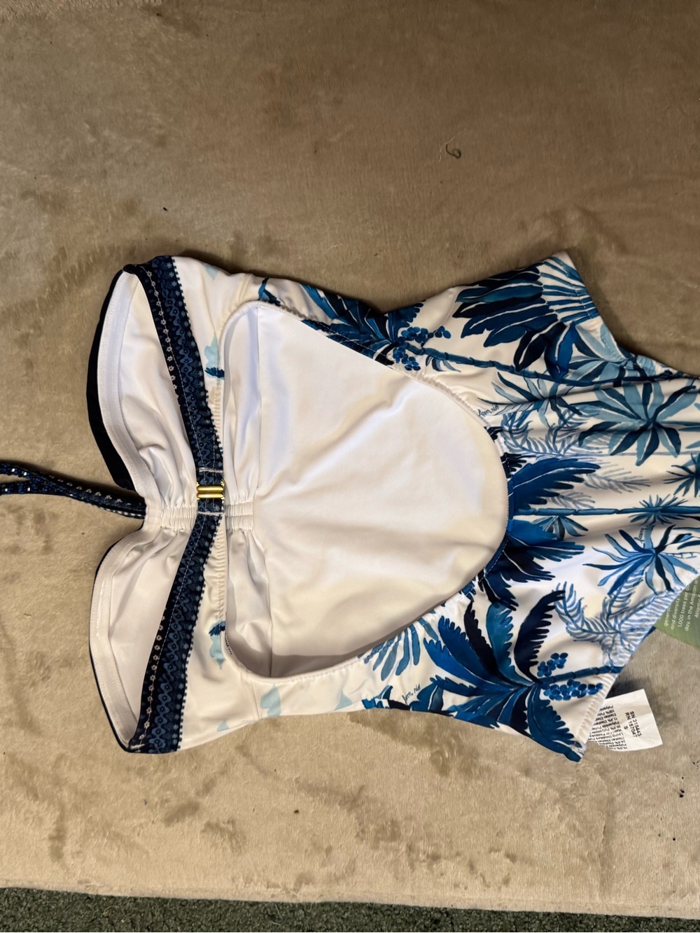 FARM RIO NWT Blue and White Halter One-Piece Swimsuit - Picture 4 of 4